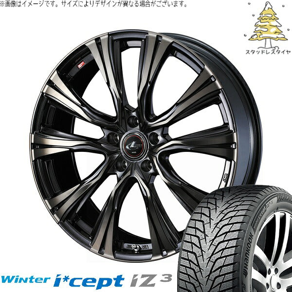 ハンコック ウィンターアイセプト IZ3 W636 215/55R17 + レオニス VR パールブラックミラーカット/チタントップ 17インチ 6.5J +42 5H100P スタッドレス・ホイール4本セット。1枚目。