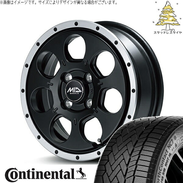 コンチネンタル ノースコンタクト NC7 175/65R15 + MIDホイール ロードマックス WO-7 セミグロスブラックフランジDC 15インチ 4.5J +45 4H100P スタッドレス・ホイール4本セット。1枚目。