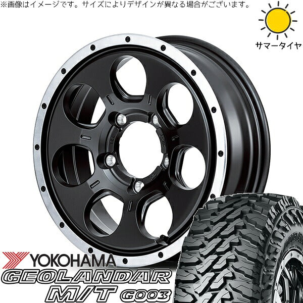 ヨコハマタイヤ ジオランダー M/T G003 215/70R16 + MIDホイール ロードマックス WO-7 セミグロスブラックフランジDC 16インチ 5.5J +22 5H139.7P サマー・ホイール4本セット。1枚目。