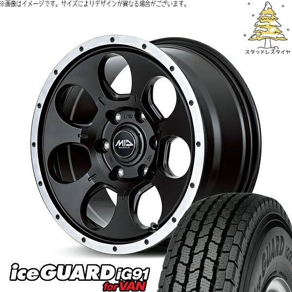 ヨコハマタイヤ アイスガード91 (iceGUARD91 IG91) 225/70R16 + MIDホイール WO-7 セミグロスブラックフランジDC 16インチ 7.0J +40 5H114.3P スタッドレス・ホイール4本セット。1枚目。