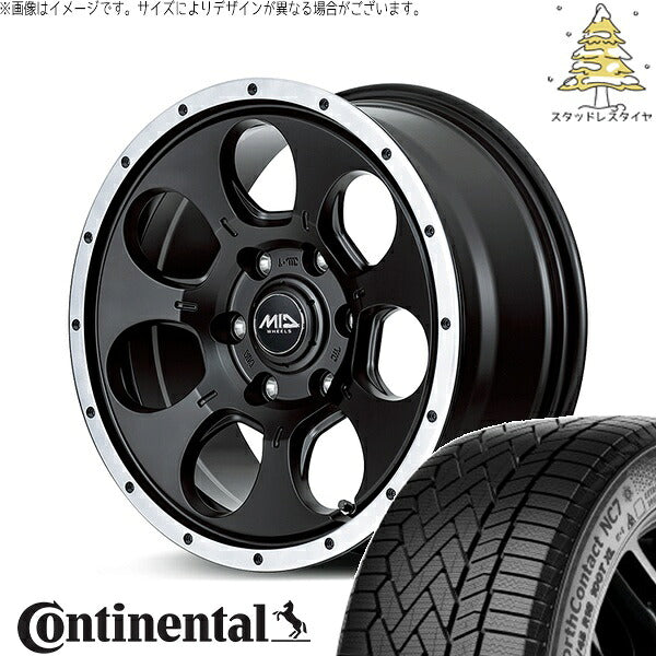 コンチネンタル ノースコンタクト セブン (NorthContact7) 215/65R16 + MIDホイール WO-7 セミグロスブラックフランジDC 16インチ 7.0J +40 5H114.3P スタッドレス・ホイール4本セット。1枚目。