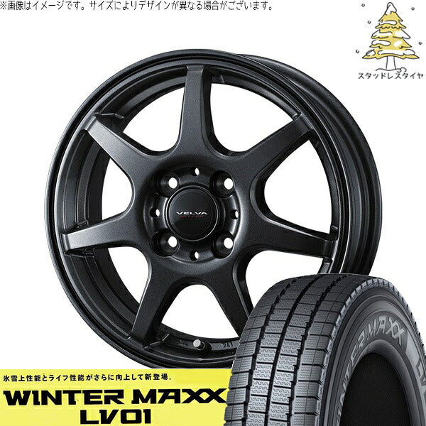 ダンロップ ウィンターマックス LV01 (WINTERMAXX LV01) 165/80R14 + ヴェルヴァ ワンダー ディープメタル 14インチ 5.5J +38 4H100P スタッドレス・ホイール4本セット。1枚目。