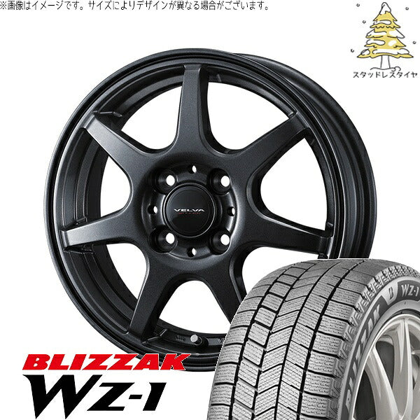 ブリヂストン ブリザック WZ-1 (BLIZZAK WZ-1) 165/70R14 + ヴェルヴァ ワンダー ディープメタル 14インチ 5.5J +38 4H100P スタッドレス・ホイール4本セット。1枚目。