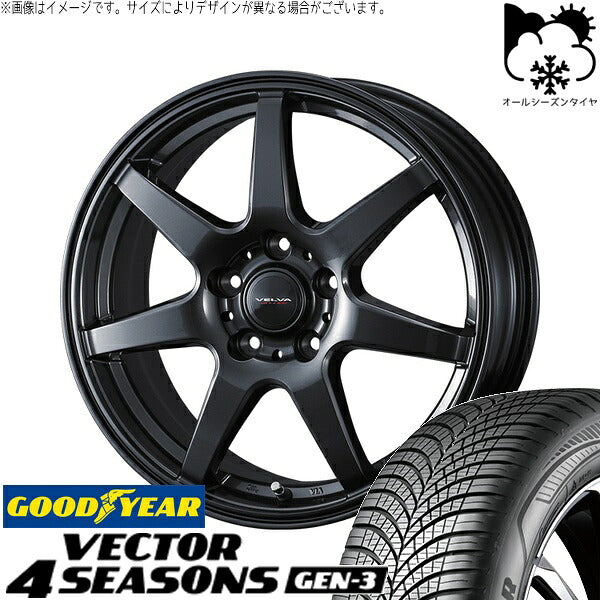 グッドイヤー ベクター4シーズンズ GEN-3 195/65R16 + ヴェルヴァ ワンダー ディープメタル 16インチ 6.5J +47 5H100P オールシーズン・ホイール4本セット。1枚目。