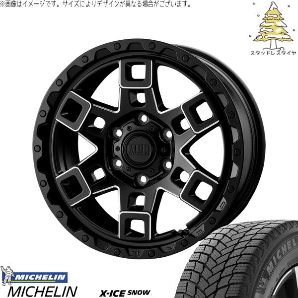 ミシュラン エックスアイス スノー 265/65R18 + マットバーン XR-450T グロスブラックマシニング(GBK/M) 18インチ 8.5J +52 6H139.7P スタッドレス・ホイール4本セット。1枚目。