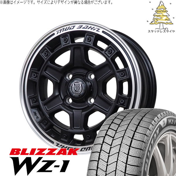 ブリヂストン ブリザック WZ-1 155/65R14 + マットバーン XR-710C マットブラック/リムポリッシュ(MBK/RP) 14インチ 5.0J +45 4H100P スタッドレス・ホイール4本セット。1枚目。