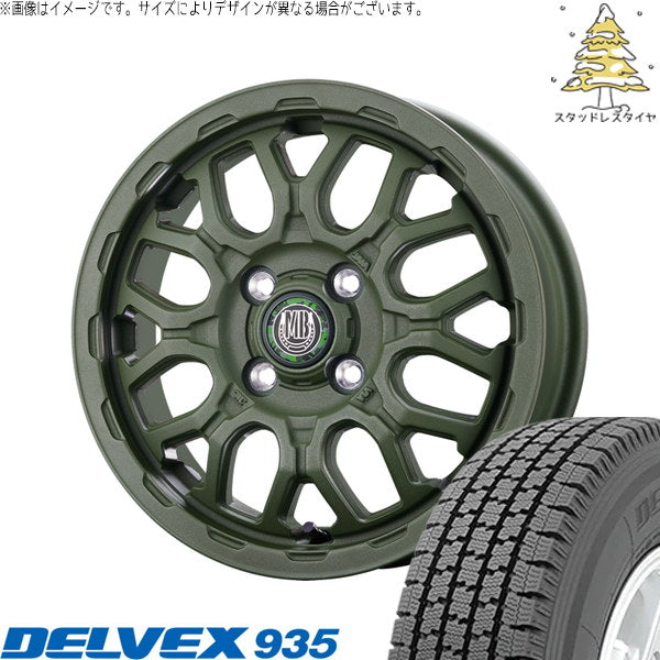 トーヨータイヤ デルベックス 935 145/80R12 + マットバーン XR-800M ME チッピンググリーン(CGR) 12インチ 4.00B +42 4H100P スタッドレス・ホイール4本セット。1枚目。