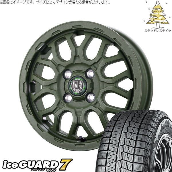 ヨコハマタイヤ アイスガードセブン IG70 165/55R14 + マットバーン XR-800M ME チッピンググリーン(CGR) 14インチ 4.5J +45 4H100P スタッドレス・ホイール4本セット。1枚目。