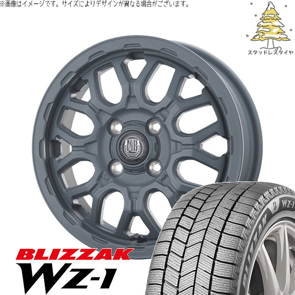 ブリヂストン ブリザック WZ-1 165/65R14 + マットバーン XR-800M ME チッピンググレー(CGY) 14インチ 4.5J +45 4H100P スタッドレス・ホイール4本セット。1枚目。