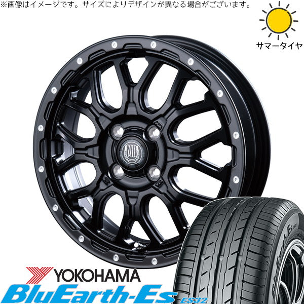 ヨコハマタイヤ ブルーアース ES32 165/65R15 + マットバーン XR-800M マットブラックピアスポリッシュ(MBK/PP) 15インチ 4.5J +45 4H100P サマー・ホイール4本セット。1枚目。