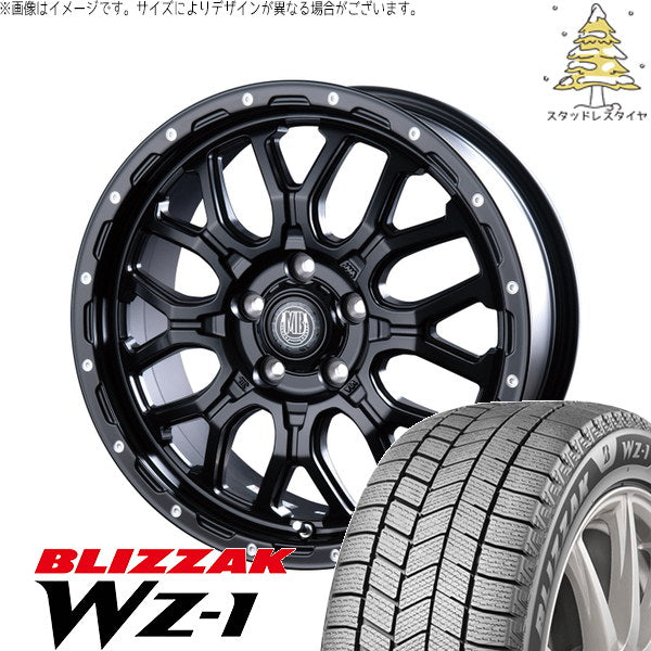 ブリヂストン ブリザック WZ-1 215/70R16 + マットバーン XR-800M マットブラックピアスポリッシュ(MBK/PP) 16インチ 5.5J 0 5H139.7P スタッドレス・ホイール4本セット。1枚目。