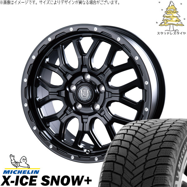 ミシュラン エックスアイス スノー+ 215/65R16 + マットバーン XR-800M マットブラックピアスポリッシュ(MBK/PP) 16インチ 6.5J +35 5H114.3P スタッドレス・ホイール4本セット。1枚目。