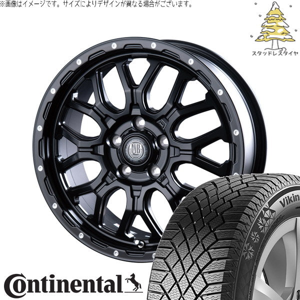 コンチネンタル バイキングコンタクト7 205/65R16 + マットバーン XR-800M マットブラックピアスポリッシュ(MBK/PP) 16インチ 6.5J +35 5H114.3P スタッドレス・ホイール4本セット。1枚目。