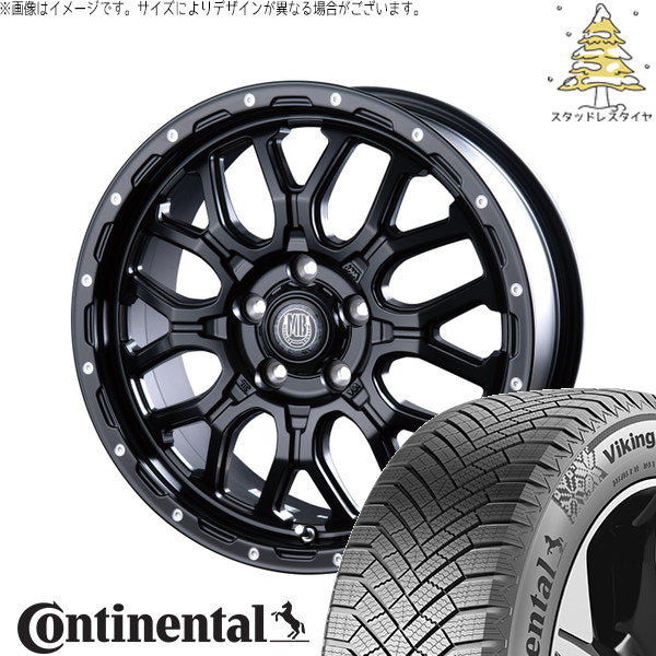 コンチネンタル バイキングコンタクト8 215/65R16 + マットバーン XR-800M マットブラックピアスポリッシュ(MBK/PP) 16インチ 6.5J +35 5H114.3P スタッドレス・ホイール4本セット。1枚目。
