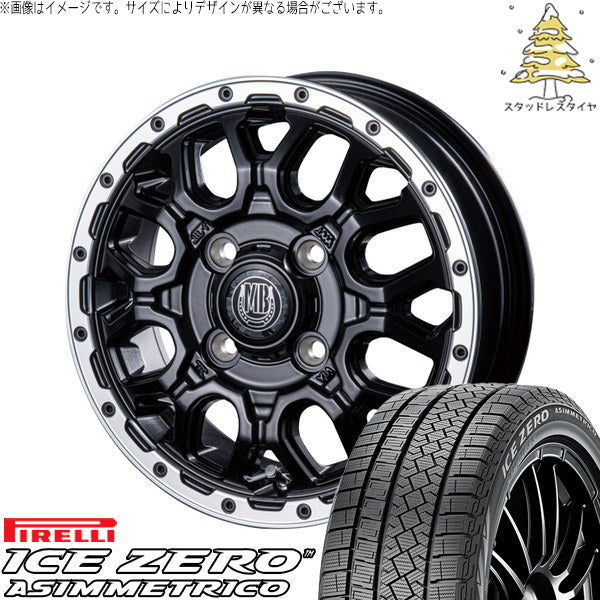 ピレリ アイスゼロアシンメトリコ 175/65R15 + マットバーン XR-800M マットブラックリムポリッシュ(MBK/RP) 15インチ 4.5J +45 4H100P スタッドレス・ホイール4本セット。1枚目。