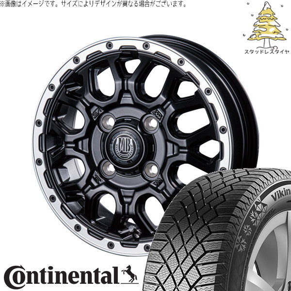 コンチネンタル バイキングコンタクト7 155/65R14 + マットバーン XR-800M マットブラックリムポリッシュ(MBK/RP) 14インチ 4.5J +45 4H100P スタッドレス・ホイール4本セット。1枚目。