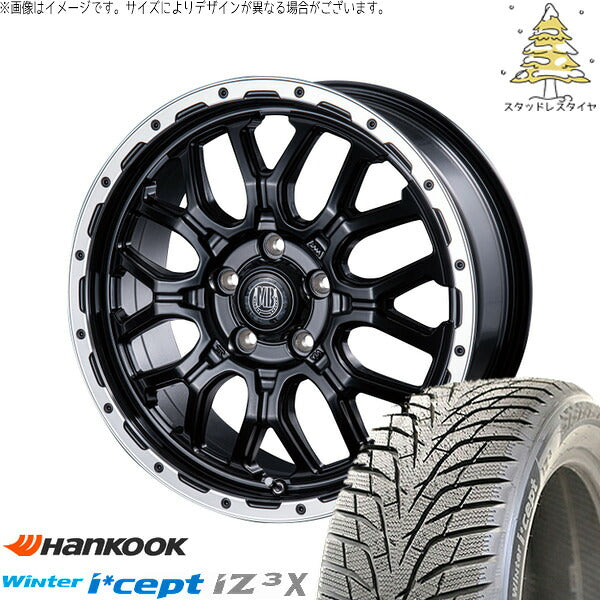 ハンコック ウィンターアイセプト IZ3X W636A 225/65R17 + マットバーン XR-800M マットブラックリムポリッシュ(MBK/RP) 17インチ 7.0J +38 5H114.3P スタッドレス・ホイール4本セット。1枚目。