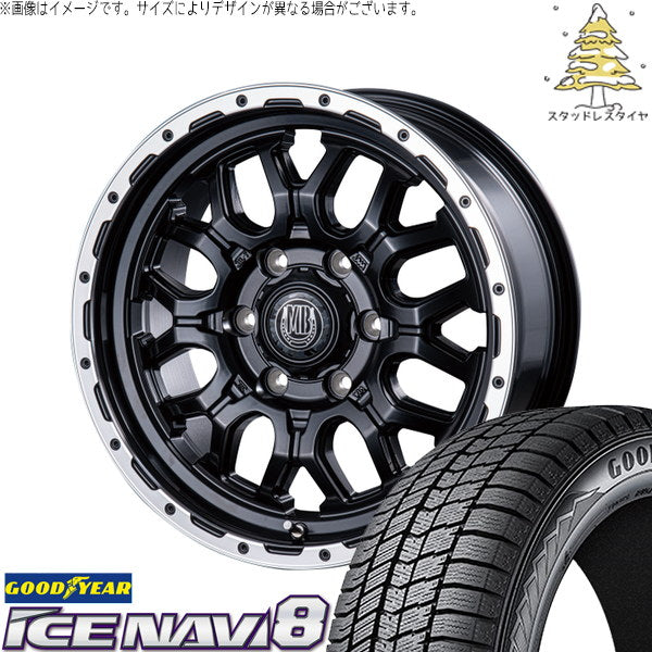 グッドイヤー アイスナビ8 215/65R16 + マットバーン XR-800M マットブラックリムポリッシュ(MBK/RP) 16インチ 6.5J +38 6H139.7P スタッドレス・ホイール4本セット。1枚目。