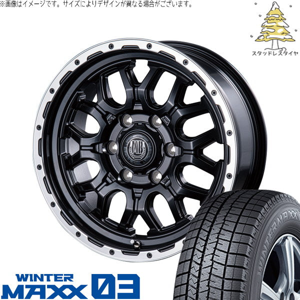 ダンロップ ウィンターマックス03 215/65R16 + マットバーン XR-800M マットブラックリムポリッシュ(MBK/RP) 16インチ 6.5J +38 6H139.7P スタッドレス・ホイール4本セット。1枚目。