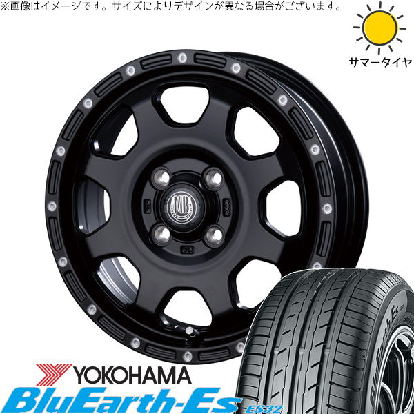 ヨコハマタイヤ ブルーアース ES32 165/65R15 + マットバーン XR-910K マットブラック/ピアスポリッシュ(MBK/PP) 15インチ 4.5J +45 4H100P サマー・ホイール4本セット。1枚目。