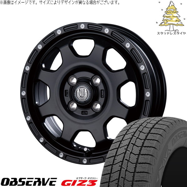 トーヨータイヤ オブザーブ GIZ3 165/65R14 + マットバーン XR-910K マットブラック/ピアスポリッシュ(MBK/PP) 14インチ 4.5J +45 4H100P スタッドレス・ホイール4本セット。1枚目。