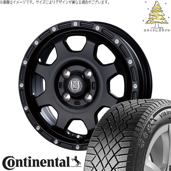 コンチネンタル バイキングコンタクト7 155/65R14 + マットバーン XR-910K マットブラック/ピアスポリッシュ(MBK/PP) 14インチ 4.5J +45 4H100P スタッドレス・ホイール4本セット。1枚目。