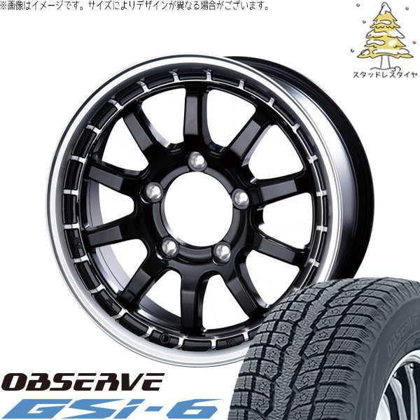 トーヨータイヤ オブザーブ Gsi-6 215/70R16 + X-FIELD α ブラックリムポリッシュ 16インチ 5.5J +20 5H139.7P スタッドレス・ホイール4本セット。1枚目。