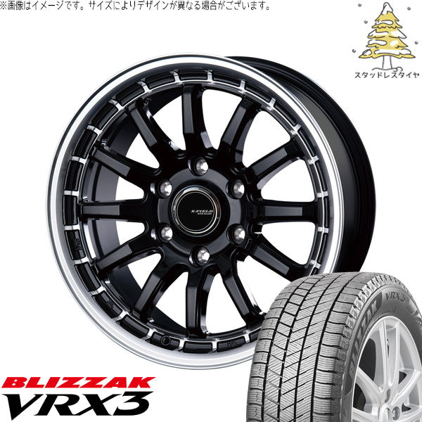 ブリヂストン ブリザック VRX3 215/70R15 + X-FIELD α ブラックリムポリッシュ 15インチ 6.0J +43 6H139.7P スタッドレス・ホイール4本セット。1枚目。