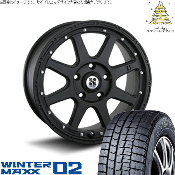 ダンロップ ウィンターマックス02 215/65R16 + エクストリームJ フラットブラック 16インチ 7J +35 5H114.3P スタッドレス・ホイール4本セット。1枚目。