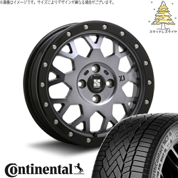 コンチネンタル ノースコンタクト NC7 215/65R16 + エクストリームJ XJ04 グロスブラックミルド/スモーク 16インチ 6.5J +38 4H100P スタッドレス・ホイール4本セット。1枚目。