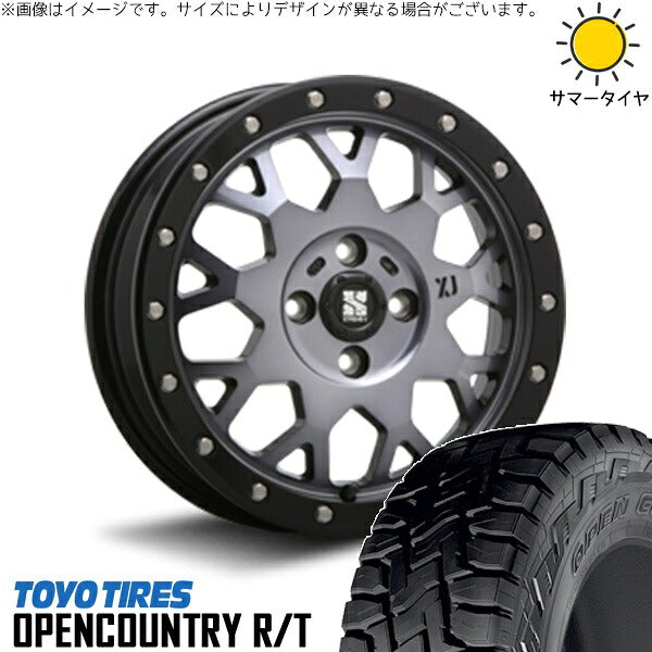 トーヨータイヤ オープンカントリー R/T 215/70R16 + エクストリームJ XJ04 グロスブラックミルド/スモーク 16インチ 6.5J +38 4H100P サマー・ホイール4本セット。1枚目。