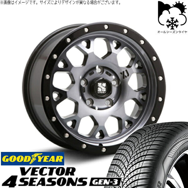 グッドイヤー ベクター4シーズンズ GEN-3 215/65R16 + エクストリームJ XJ04 グロスブラックミルド/スモーク 16インチ 7J +35 5H114.3P オールシーズン・ホイール4本セット。1枚目。