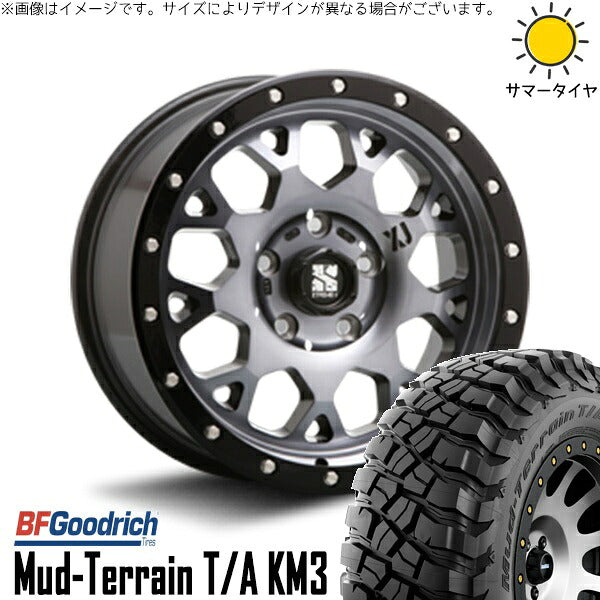 BFグッドリッチ マッドテレーン T/A KM3 225/75R16 + エクストリームJ XJ04 グロスブラックミルド/スモーク 16インチ 7J +35 5H114.3P サマー・ホイール4本セット。1枚目。