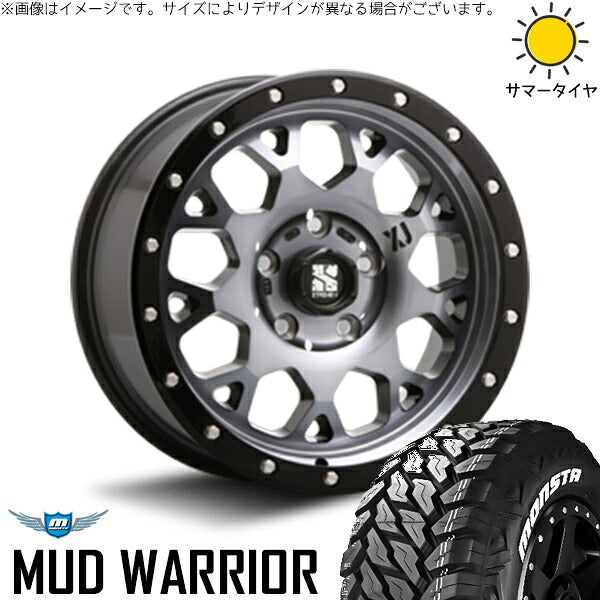 モンスタタイヤ マッドウォーリア 215/70R16 + エクストリームJ XJ04 グロスブラックミルド/スモーク 16インチ 7J +35 5H114.3P サマー・ホイール4本セット。1枚目。