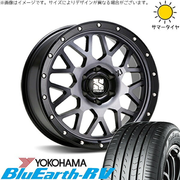 ヨコハマタイヤ ブルーアース RV03 215/65R16 + エクストリームJ XJ04 グロスブラックミルド/スモーク 16インチ 6.5J +38 6H139.7P サマー・ホイール4本セット。1枚目。