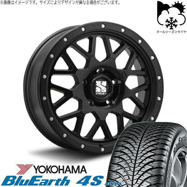 ヨコハマタイヤ ブルーアース4S AW21 235/50R20 + エクストリームJ XJ04 サテンブラック 20インチ 8.5J +35 5H114.3P オールシーズン・ホイール4本セット。1枚目。
