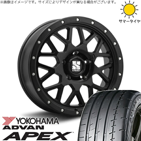 ヨコハマタイヤ アドバン APEX V601 245/40R20 + エクストリームJ XJ04 サテンブラック 20インチ 8.5J +35 5H114.3P サマー・ホイール4本セット。1枚目。