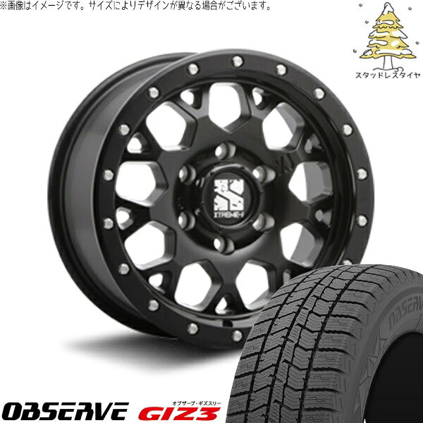 トーヨータイヤ オブザーブ GIZ3 215/65R16 + エクストリームJ XJ04 サテンブラック 16インチ 6.5J +38 6H139.7P スタッドレス・ホイール4本セット。1枚目。