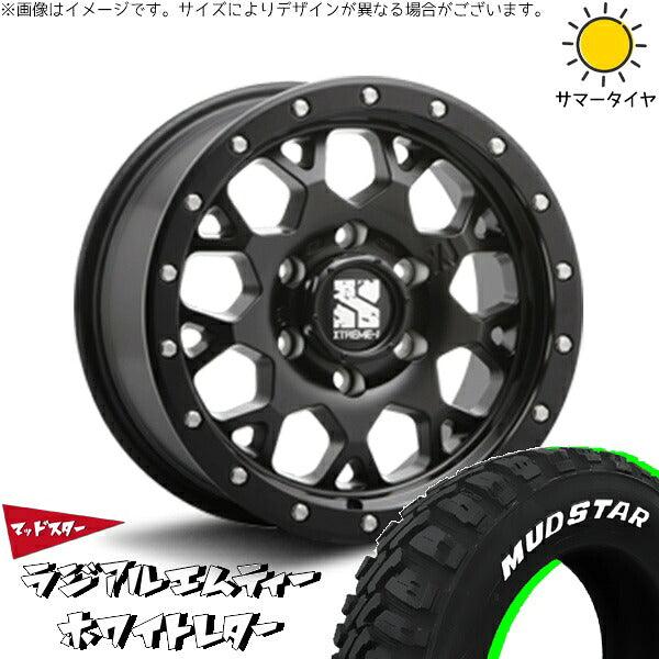 マッドスター ラジアルMT 225/70R16 + エクストリームJ XJ04 サテンブラック 16インチ 5.5J +22 5H139.7P サマー・ホイール4本セット。1枚目。