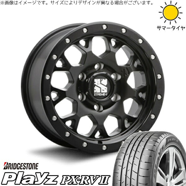 ブリヂストン プレイズ PX-RV2 215/65R16 + エクストリームJ XJ04 サテンブラック 16インチ 6.5J +38 6H139.7P サマー・ホイール4本セット。1枚目。