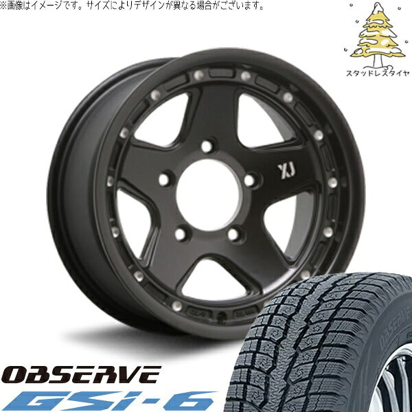 トーヨータイヤ オブザーブ Gsi-6 265/70R16 + エクストリームJ XJ05 サテンブラックミルド 16インチ 8J ±0 5H150P スタッドレス・ホイール4本セット。1枚目。