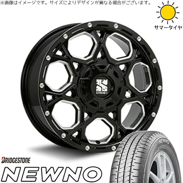 ブリヂストン ニューノ 225/60R17 + エクストリームJ XJ06 グロスブラックミルド 17インチ 7.5J +35 5H114.3P サマー・ホイール4本セット。1枚目。