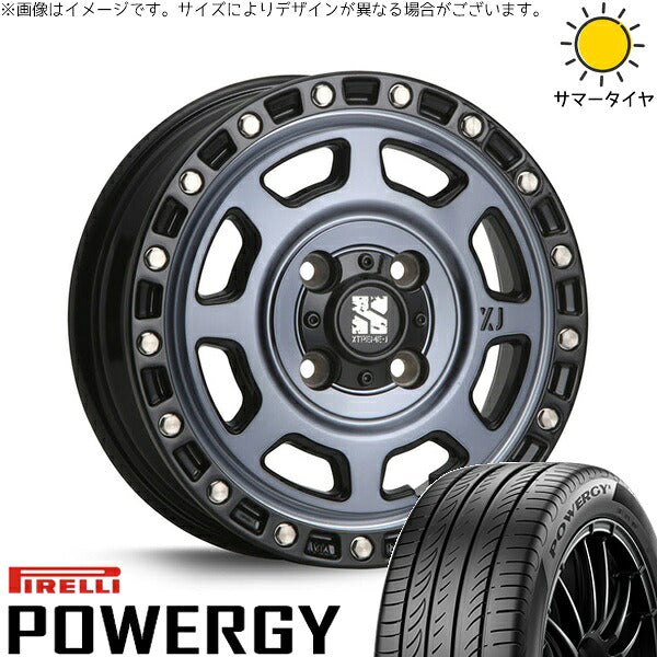 ピレリ パワジー 175/65R15 + エクストリームJ XJ07 グロスブラックミルド/インディゴ 15インチ 4.5J +43 4H100P サマー・ホイール4本セット。1枚目。