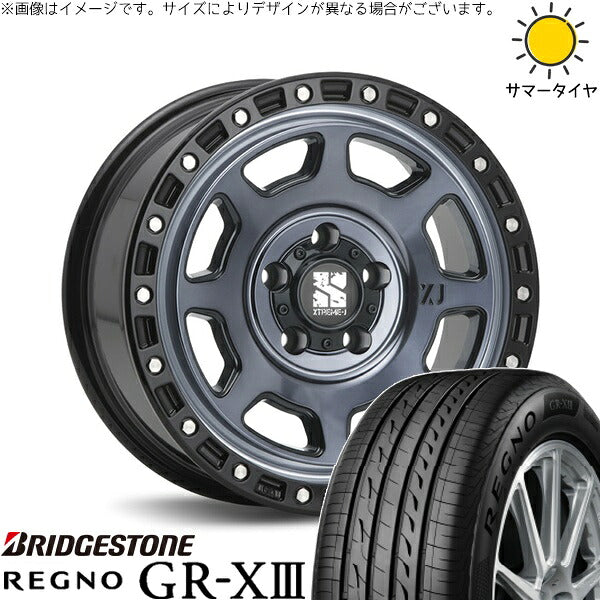 ブリヂストン レグノ GR-X3 RV 205/65R16 + エクストリームJ XJ07 グロスブラックミルド/インディゴ 16インチ 7J +35 5H114.3P サマー・ホイール4本セット。1枚目。