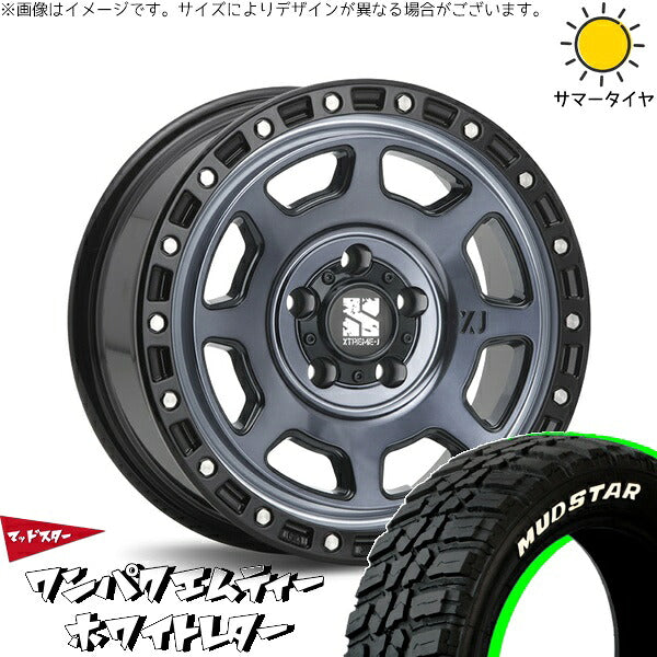 マッドスター ワンパクMT (WANPAKU M/T) 235/70R16 + エクストリームJ XJ07 グロスブラックミルド/インディゴ 16インチ 7J +35 5H114.3P サマー・ホイール4本セット。1枚目。