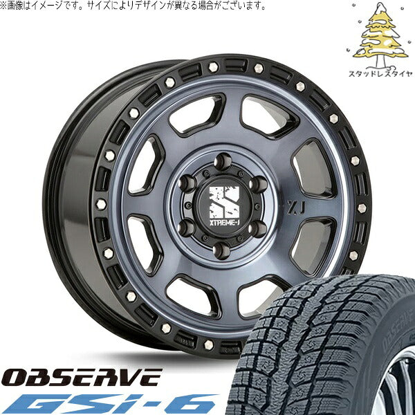 トーヨータイヤ オブザーブ Gsi-6 265/65R17 + エクストリームJ XJ07 グロスブラックミルド/インディゴ 17インチ 8J +20 6H139.7P スタッドレス・ホイール4本セット。1枚目。