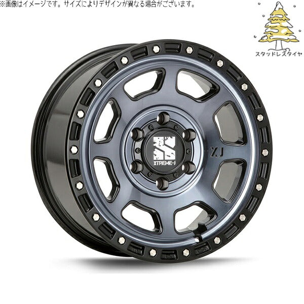 輸入スタッドレスタイヤ(銘柄指定不可) 215/65R16 + エクストリームJ XJ07 グロスブラックミルド/インディゴ 16インチ 6.5J +38 6H139.7P ホイール4本セット。1枚目。