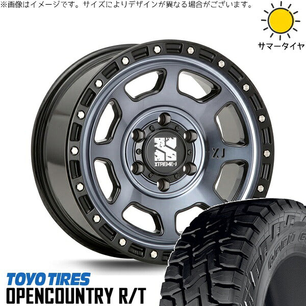 トーヨータイヤ オープンカントリー R/T 215/70R16 + エクストリームJ XJ07 グロスブラックミルド/インディゴ 16インチ 6.5J +38 6H139.7P サマー・ホイール4本セット。1枚目。