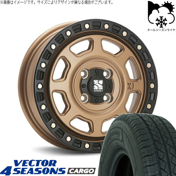 グッドイヤー ベクター4シーズンズ カーゴ 145/80R12 + エクストリームJ XJ07 マットブロンズ/ブラックリム 12インチ 4.00B +42 4H100P オールシーズン・ホイール4本セット。1枚目。