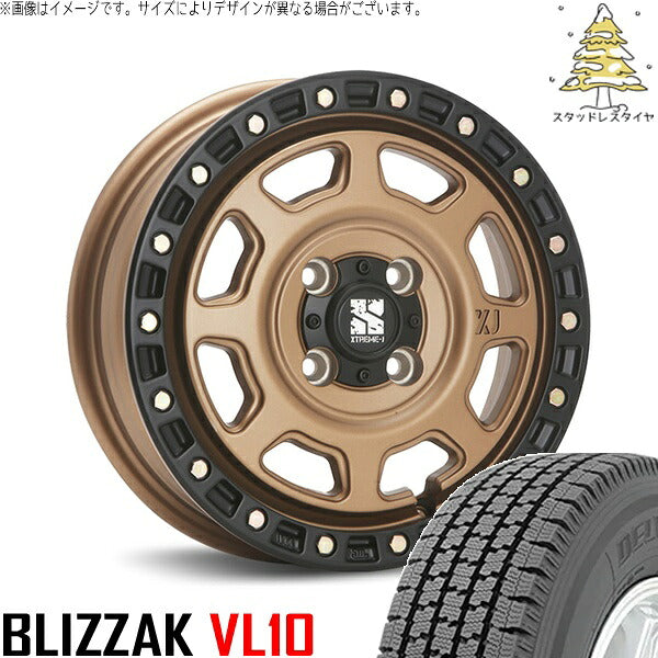 ブリヂストン ブリザック VL10 165/80R14 + エクストリームJ XJ07 マットブロンズ/ブラックリム 14インチ 5J +42 4H114.3P スタッドレス・ホイール4本セット。1枚目。